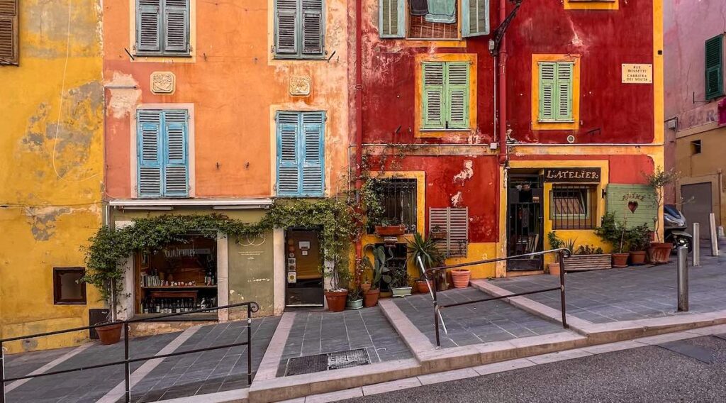Colorful houses of Old Town Nice or Vieux Nice