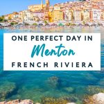 Menton’s beachfront with umbrellas and calm turquoise sea