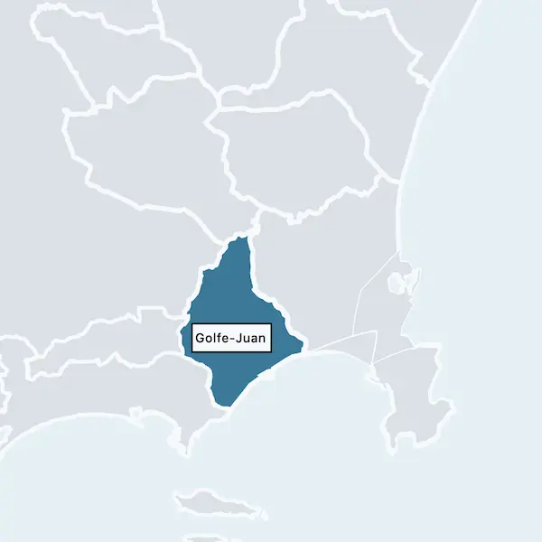 Antibes area map highlighting Golf-Juan