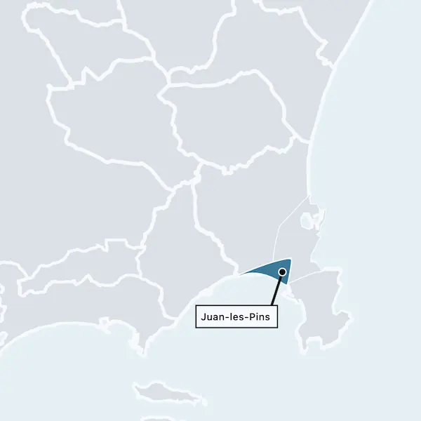 Map of best areas to stay in Antibes highlighting Juan-les-Pins