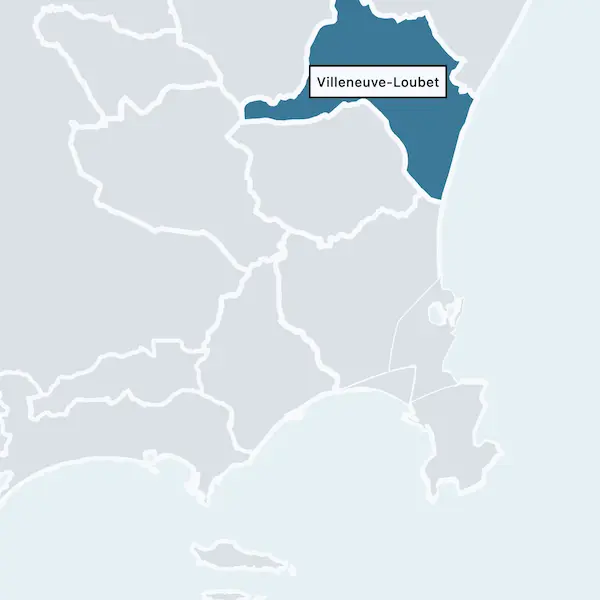 Antibes area map showing Villeneuve-Loubet