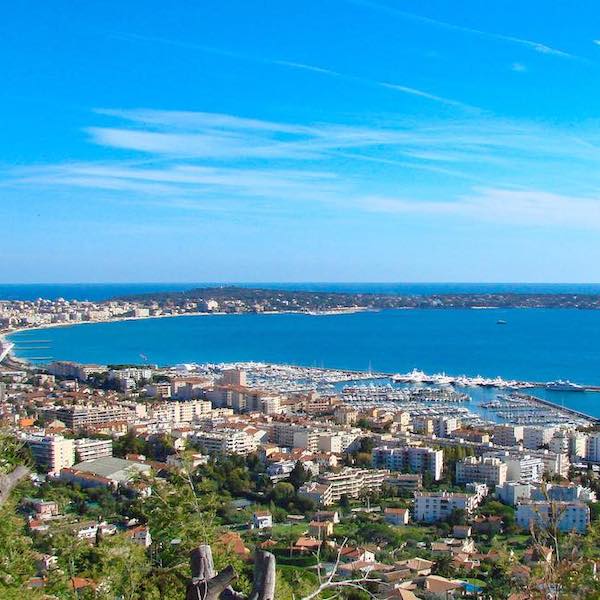 Panoramic view over Golfe-Juan town and marina