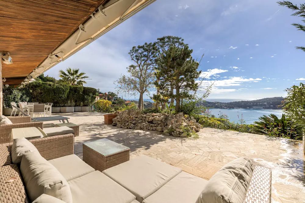 Spacious patio with panoramic bay views