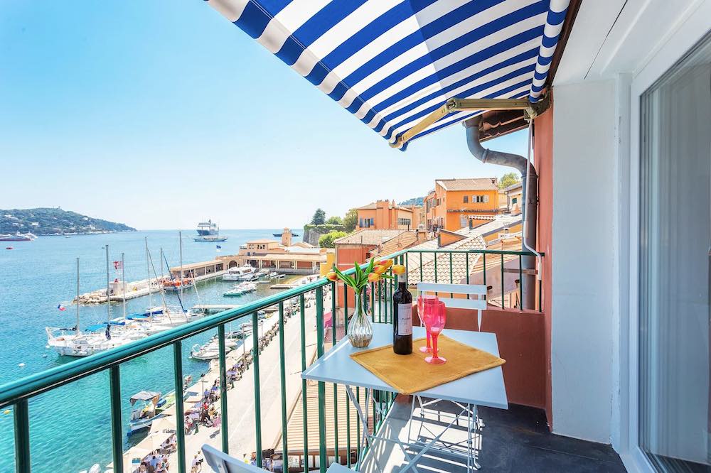 Apartment balcony overlooking in the Old Town of Villefranche-sur-Mer overlooking the Port
