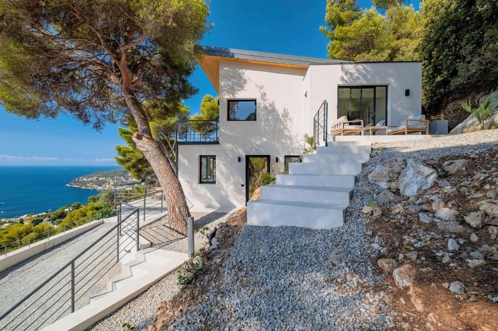 Modern hillside house on the French Riviera