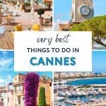 Top attractions in Cannes France travel guide pin showing the Vieux Port, Le Suquet, and a beach along the Croisette