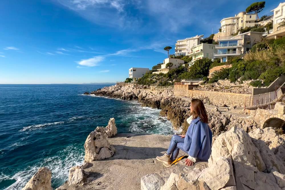 Cap de Nice coastal path part of the Sentier du Littoral network of French Riviera coastal walks