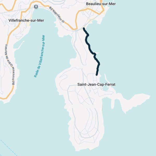 Map of the Saint-Jean-Cap-Ferrat coastal walk - Section 1 - Boulevard Maurice Rouvier
