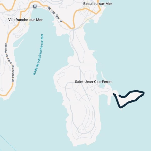 Map of the Saint-Jean-Cap-Ferrat coastal walk - Section 2 - Pointe Saint-Hospice coastal path
