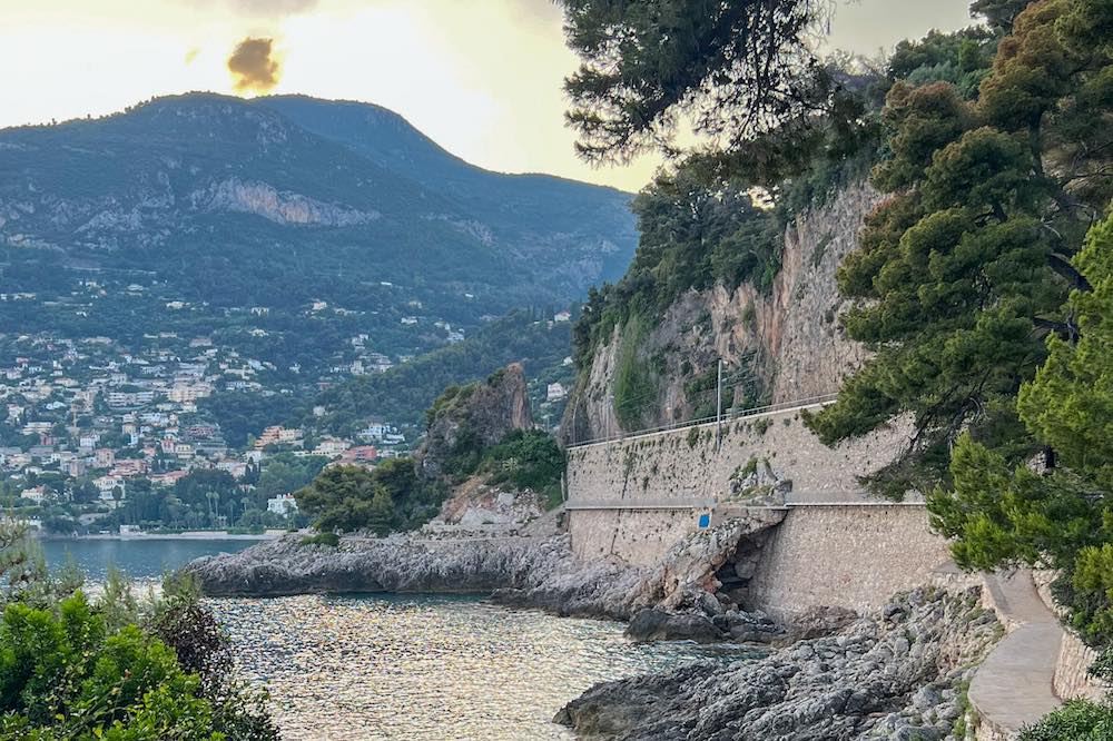 Section of the Cap Martin coastal path along the railway