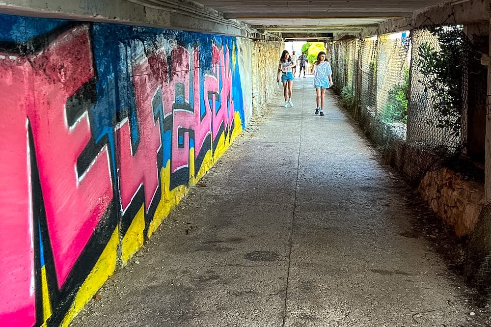 Graffiti tunnel along the Cap Martin coastal path