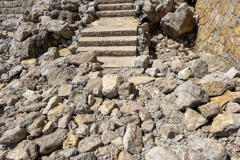 Cap d'Antibes trail rocky section with stone steps