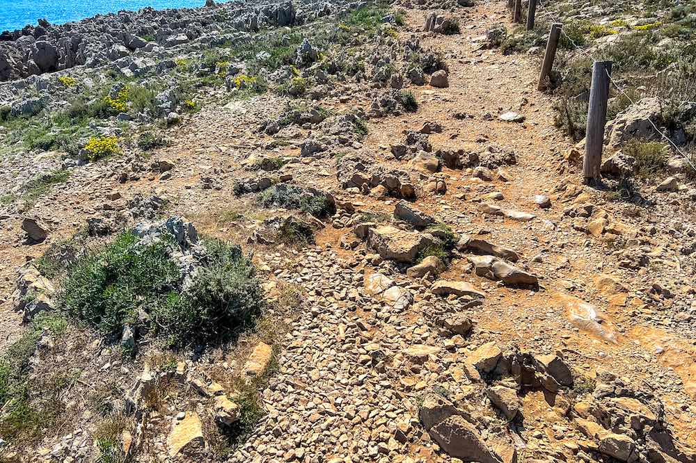 Rocky section of the Cap d'Antibes trail