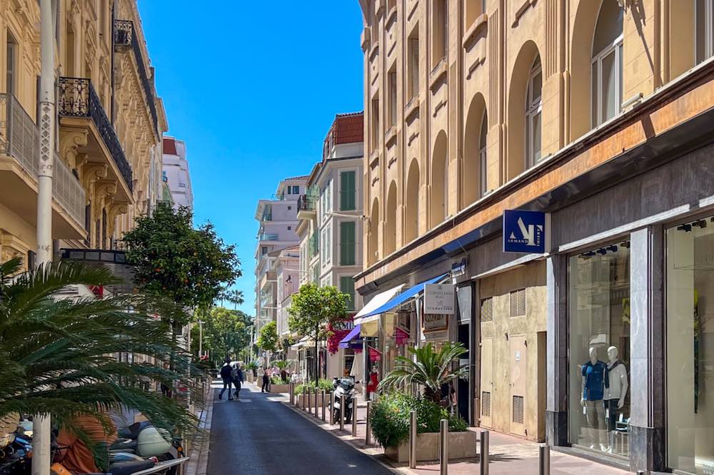 Shopping street in Cannes France