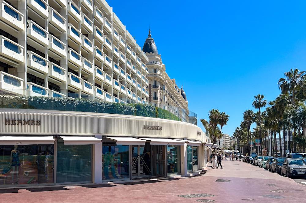 Hermes shop and the Carlton Cannes at the Croisette