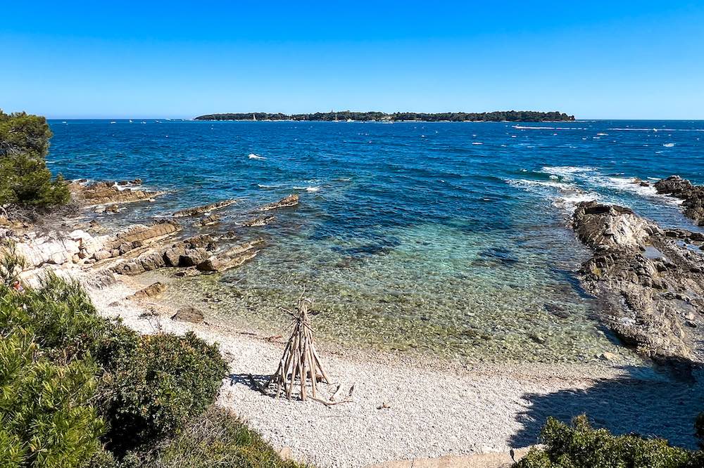 Pristine beach in Sainte Marguerite one of the Lerins islands off the coast of Cannes