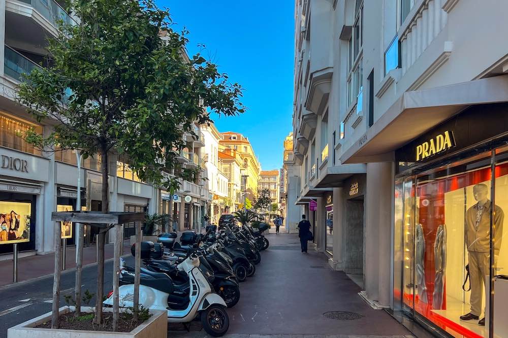 Luxury shops in Cannes' Carre d'Or district