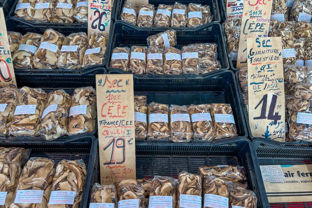 Mushrooms at the Forville market in Cannes