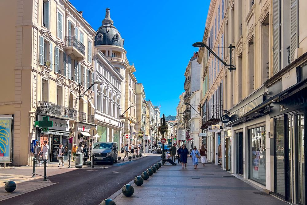 Rue d'Antibes is the main shopping street in Cannes