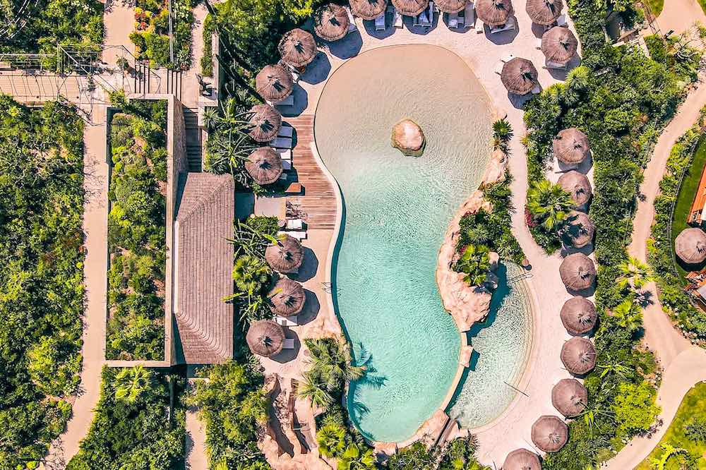Drone view of the spa at Domaine du Mas de Pierre
