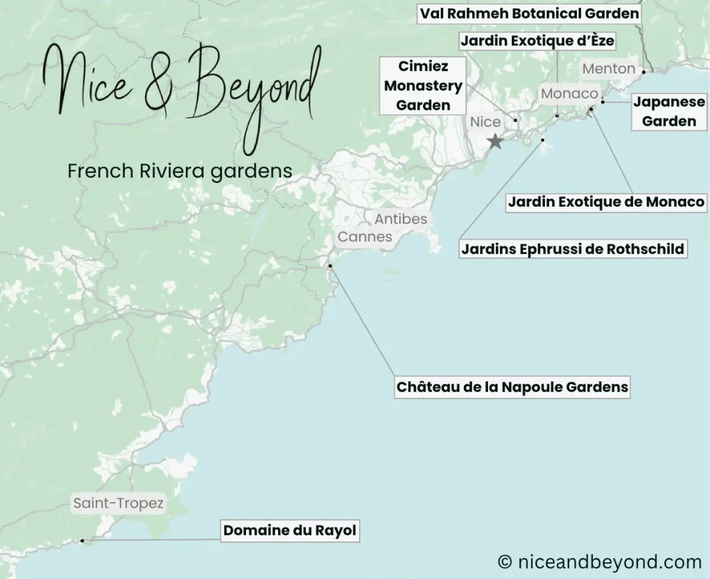 Map of the best French Riviera gardens