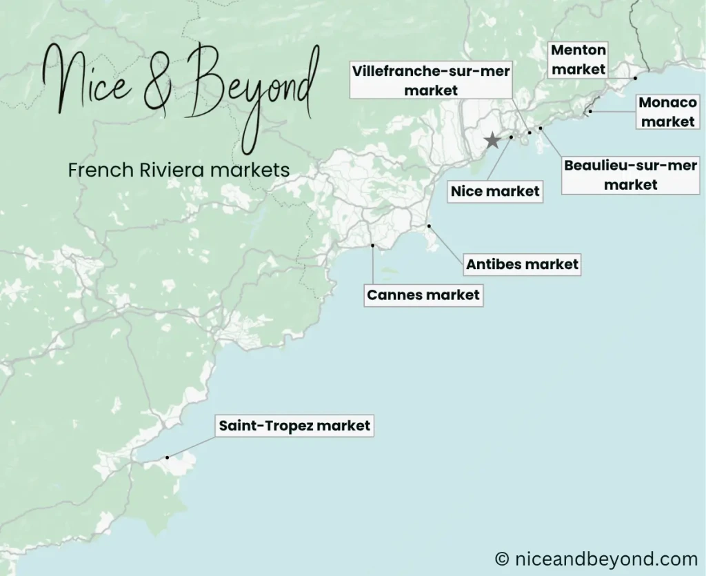 Map of the best French Riviera markets