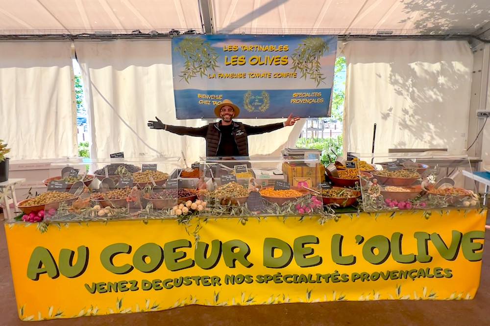 Olives, tapenade and regional specialties at a French Riviera market