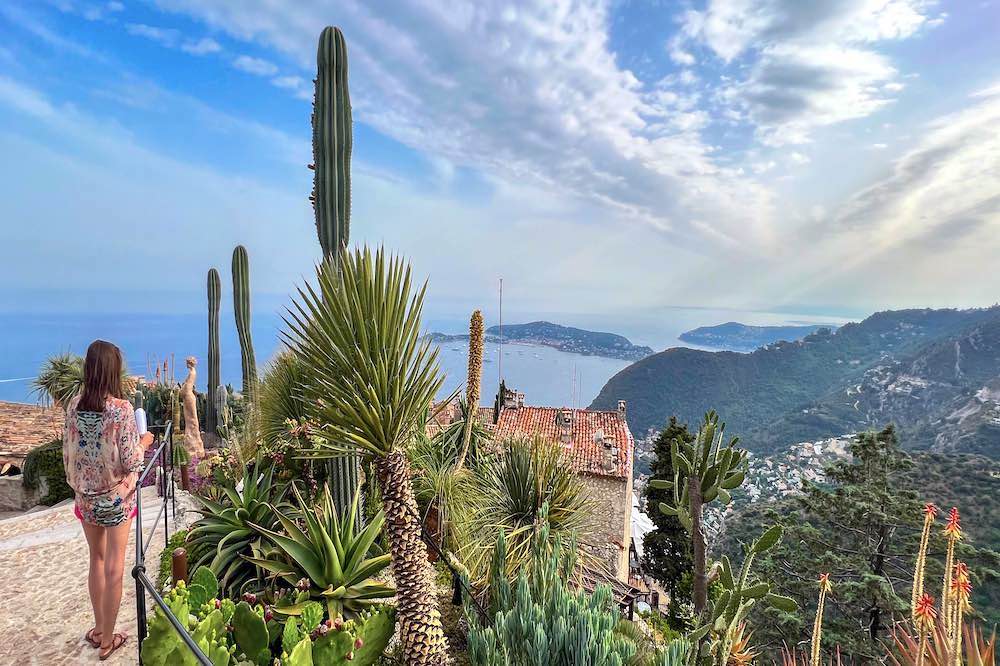Mediterranean view from the Jardin Exotique d'Eze above the French Riviera coastline
