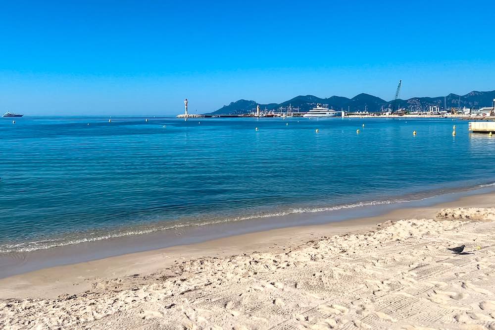 A quiet morning at Plage Brigitte Bardot, a public beach near the Palais des Festivals in Cannes
